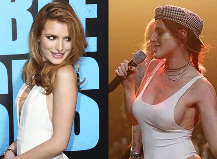 Bella Thorne boob job before and after photo.